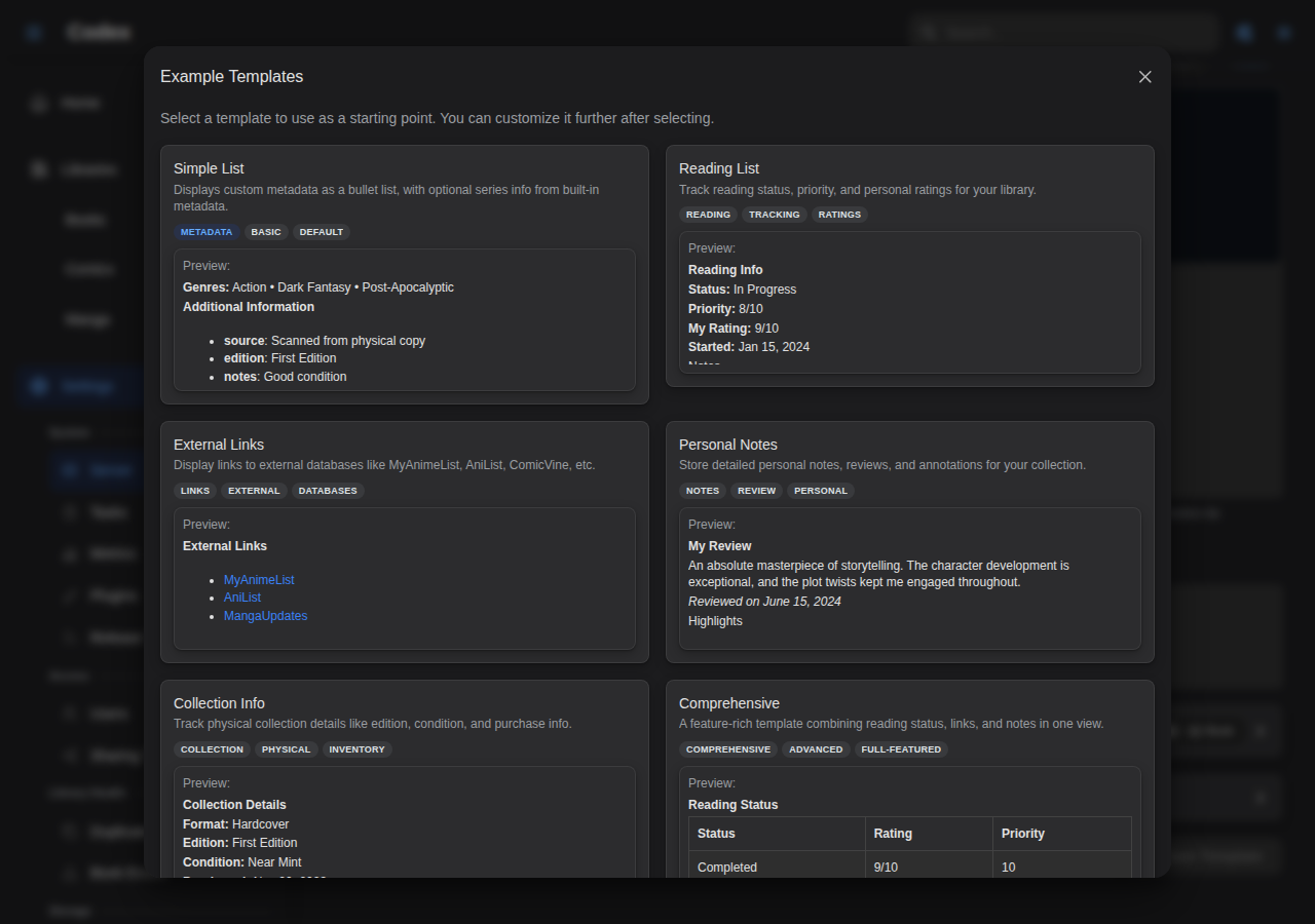 Custom Metadata Template Editor